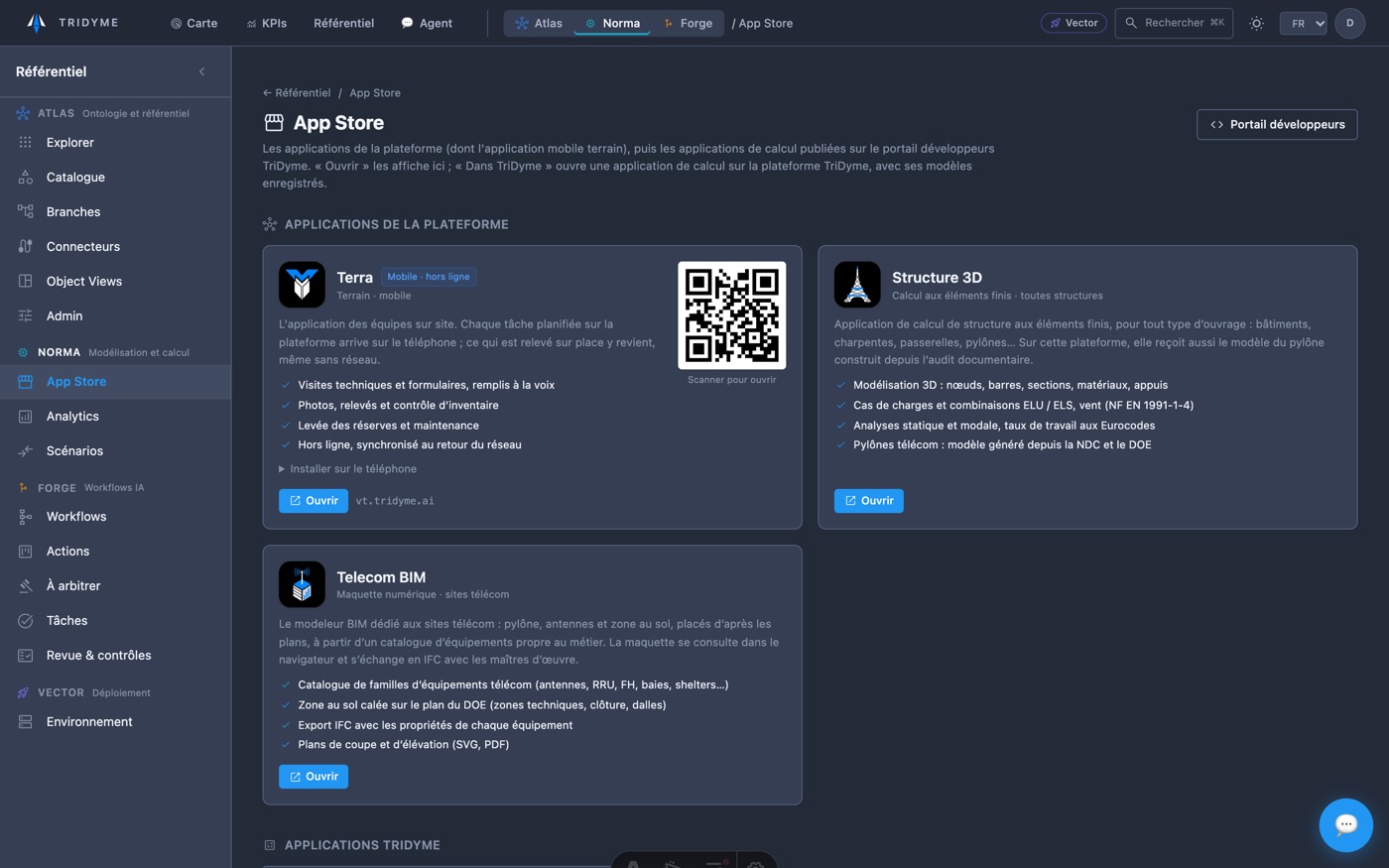 App Store de la plateforme TriDyme