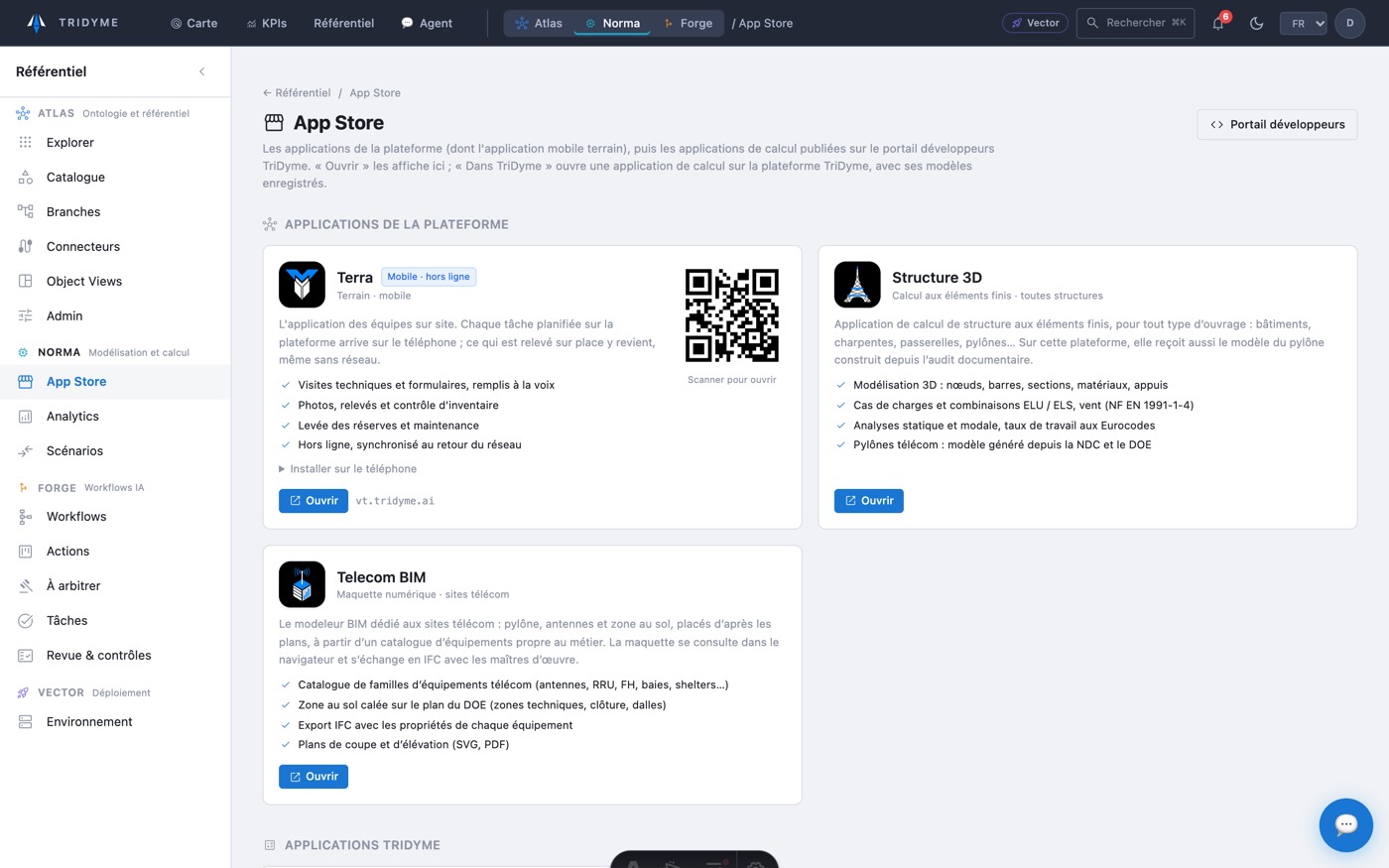 App Store de la plateforme TriDyme