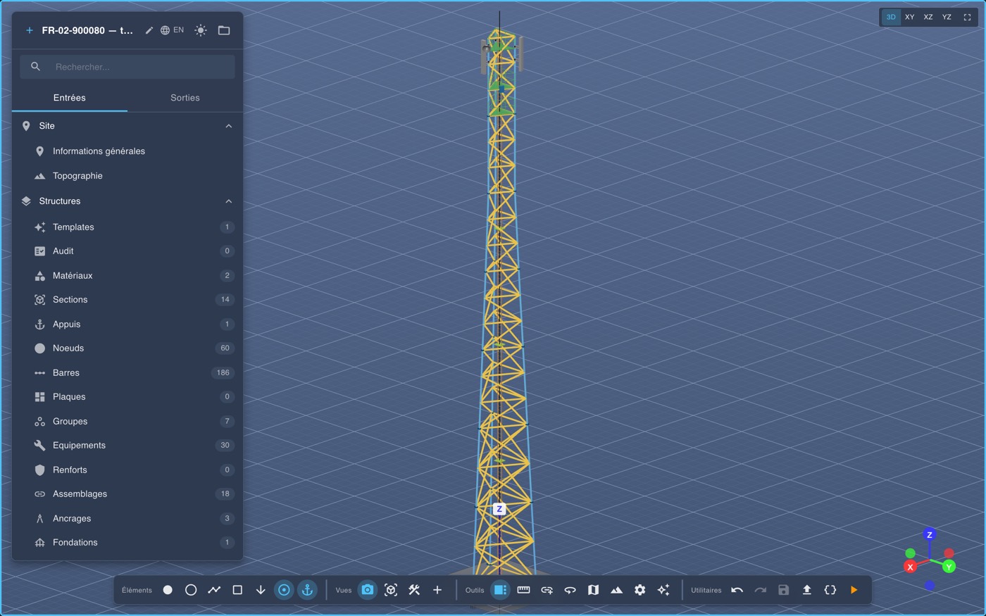 Modèle 3D d’une structure dans l’application Structure 3D